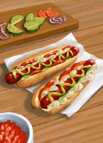 43 hot dogs with everything